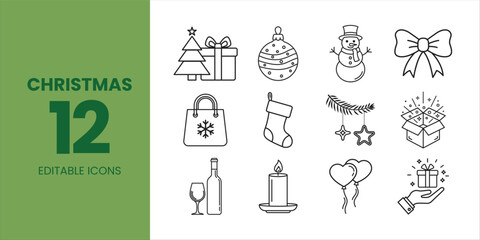 Christmas advent calendar icons hand drawn style