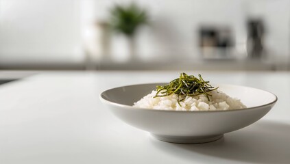 Rice served with seasoned seaweed, fiber-dense choice