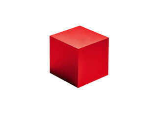 A small red cube with a textured surface isolated on transparent background