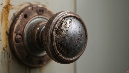 Rusty and Neglected Doorknob, indicating potential obsolescence