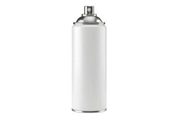 White aerosol spray can with silver nozzle isolated on transparent background