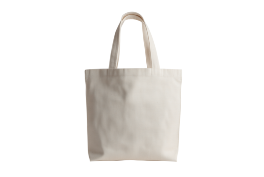 Simple canvas tote bag with handles isolated on transparent background