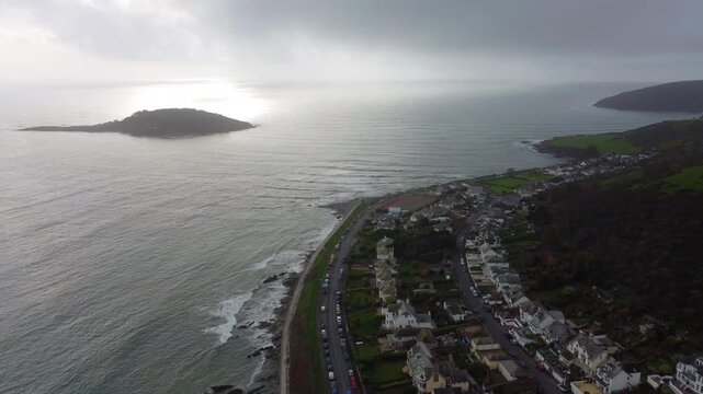 Looe village from the air cornwall uk 