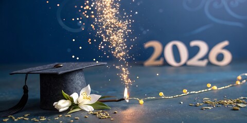 Graduation celebration 2026 a cap sparklers and flowers mark the exciting achievement of academic success