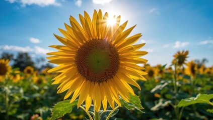 Sunflower blooming in a vibrant garden, a symbol of nature's beauty and agriculture