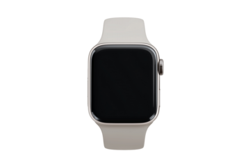 Modern smart watch with white band isolated on transparent background