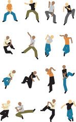 Collection of Dancing People Vector Silhouettes in Dynamic Poses