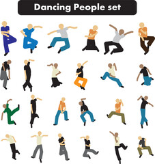 Collection of Dancing People Vector Silhouettes in Dynamic Poses