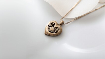 Fototapeta premium Vintage heart pendant isolated on a white surface, decorative accessory for special occasions