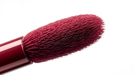 Macro Detail Cosmetic Applicator Wand With Burgundy Colored Liquid on White. Generative AI.