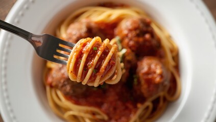 Spaghetti with meatballs and tomato sauce, a protein-rich meal
