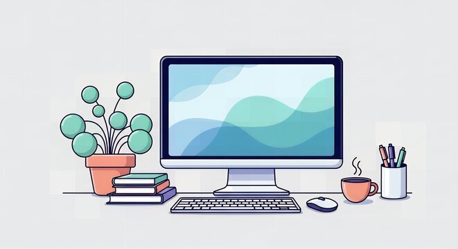 Illustration of a computer setup