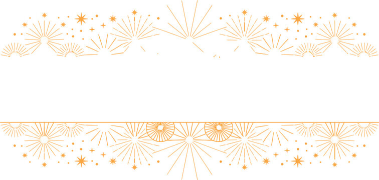 Orange fireworks and stars border design burst explosion