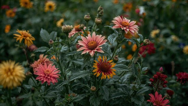 Close-up of vibrant flowers in a garden, ideal for nature-themed presentations