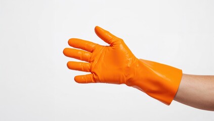 Close-up of orange rubber gloves, ideal for safety in cleaning tasks