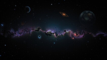 Planets, stars, and galaxies in outer space, highlighting the vastness of the cosmos