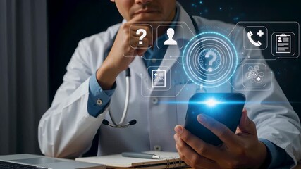 AI-powered doctor using mobile technology for smart healthcare consultation, diagnosis, and patient management in modern digital medical system. - Powered by Adobe
