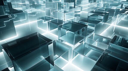 Advanced Algorithm Complexity Transparent Geometric Planes Luminous Icy Blue Grey AI