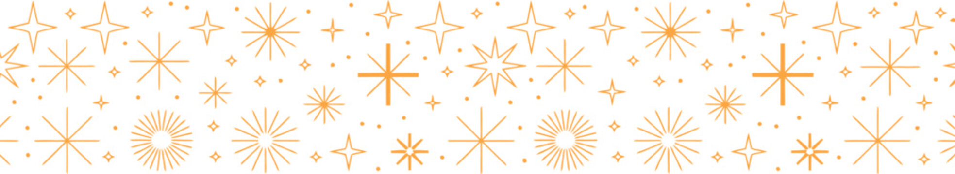 Orange starburst and sparkle pattern on white background 1