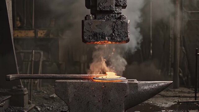 Forged by Titans: The Industrial Press Shaping a Blade
