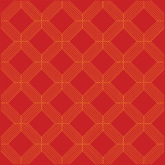 Fototapeta premium Red and Yellow Geometric Diamond Stripe Pattern Seamless Background Keywords: pattern, geometric, diamond, stripes, red and yellow, seamless, background, design, graphic, art, abstract, decorative