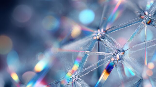 close up of a silicon crystal structure under virtual magnification, with light prism effects and texture detail