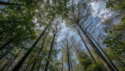 Gaze at the towering camphor trees beneath the expansive sky, reflecting seasonal change