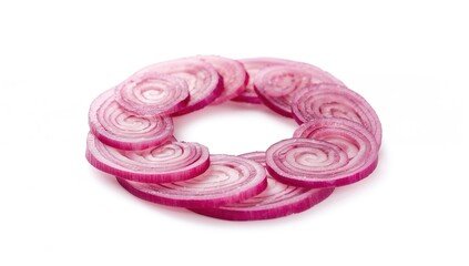 Isolated red onion slices, presenting a high fiber choice