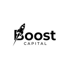 Boost Capital logo design featuring a dynamic rocket ship icon.