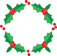 Fototapeta premium Christmas border with holly leaves illustration 