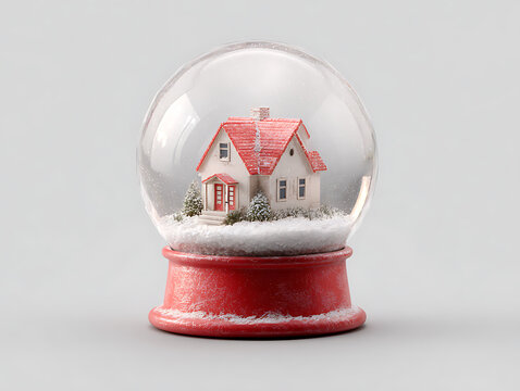 Sustainable christmas decor enchanting snow globe house cozy environment captivating viewpoint - Powered by Adobe
