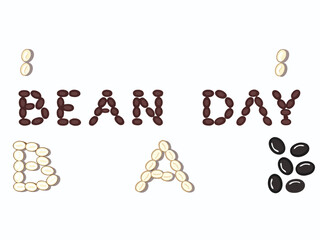 Creative Bean Day Celebration An Artistic Arrangement of Various Beans Spelling Out Bean Day on a White Background
