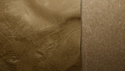 Authentic olive green leather surface backdrop, khaki canvas for artistic projects.