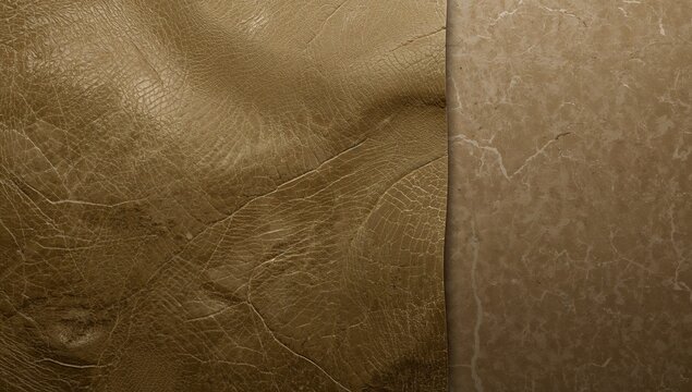 Authentic olive green leather surface backdrop, khaki canvas for artistic projects.