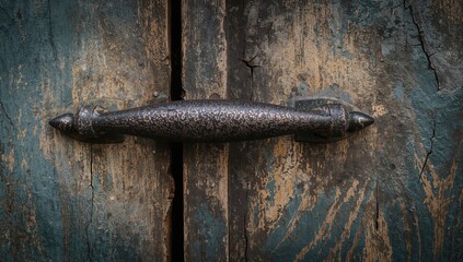 Vintage door handle, weathered metal design, maintenance focus