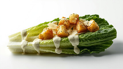 Fresh and Delicious Caesar Salad with Romaine Lettuce and Crisp Croutons. Generative AI.