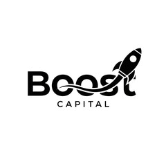 Boost Capital logo design featuring a dynamic rocket symbol.