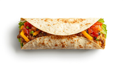 Top View Delicious and Appetizing Burrito Mexican Food Cuisine Meal. Generative AI.