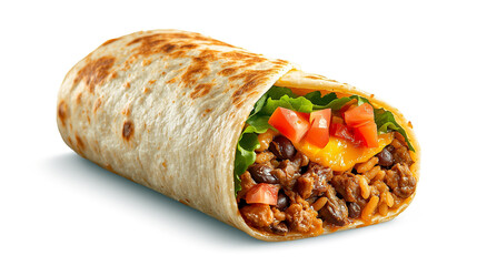 Delicious and Fresh Whole Burrito with Beef and Vegetables Cuisine. Generative AI.
