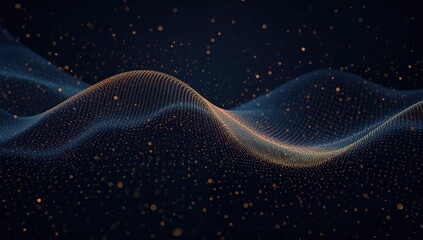 Fototapeta premium A wave of interconnected dots and lines forms an abstract backdrop of vast data and technology, suitable for digital presentations.