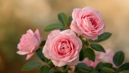Fototapeta premium Pink roses in bloom, a symbol of love and beauty, gardening inspiration