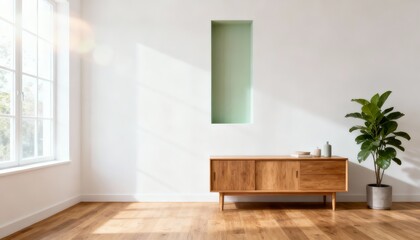 Interior Minimalist Livingroom Wood Accent Pastel 4K Commercial Render AI
