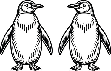 Fototapeta premium Penguin Single Design Illustration. Minimal Penguin Line Art. Penguin Outline Single Artwork. Cute Penguin Graphic Design. Penguin Single Drawing Concept. Standing Penguin Illustration Set