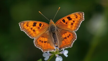 Obraz premium The scarce copper butterfly perched on a spring flower, showcasing spring's beauty, Earth Day