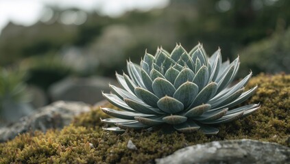 Sempervivum or House Leek plant displayed in a garden setting, suitable for rockery designs