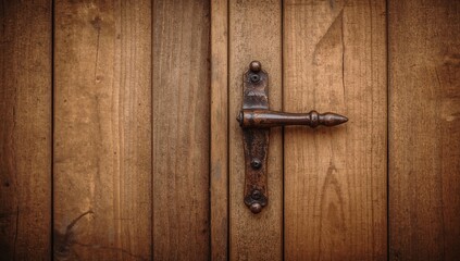Old door featuring a lock, vintage wood texture and design, suitable for a rustic backdrop