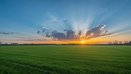 The sky at sunset with vibrant colors, a serene summer landscape for relaxation