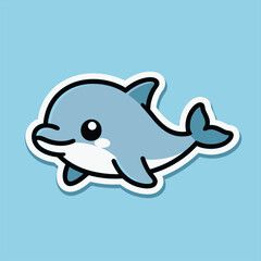 Adorable cartoon dolphin swimming with playful glee, perfect for children's books, educational materials, and ocean-themed designs that bring joy and wonder