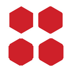 Red Hexagon Shape Corner Cut Icons