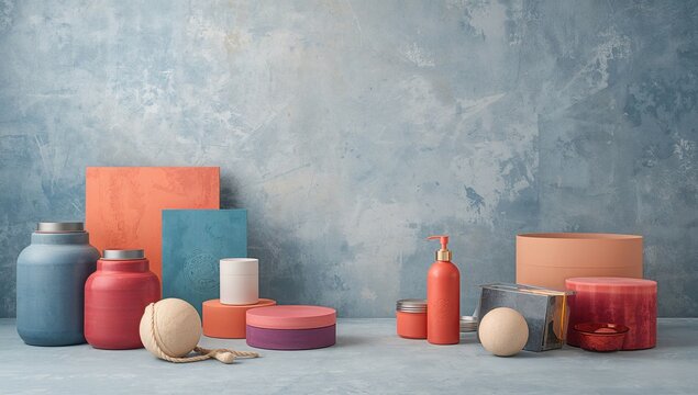 Vintage color design for product display on a gradient gray background, suitable for editorial layouts